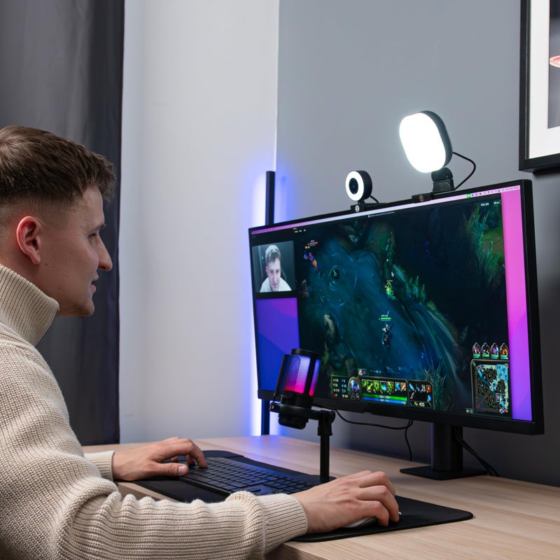 Abel Gaming طقم بث فيديو مباشر، يتضمن كاميرا ويب بدقة 1080 بكسل بسرعة 30 إطار في الثانية، ميكروفون USB RGB، ضوء LED قابل للتعديل لتويتش، يوتيوب، بودكاست والعمل من المنزل. لجهاز الكمبيوتر واللابتوب (ليس لجهاز PS5 و Xbox فقط). - Image 2